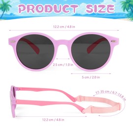 Children's Sunglasses for Boys Girls UV400 Protection Polarised Children's Sunglasses Flexible Sports Glasses with Glasses Strap Glasses Case for Age 3-10 Years, pink, Unit size