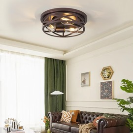 piano7797 13 inch Flush Mount Ceiling Light Fixtures,3-Light Modern Hallway Light Fixtures Ceiling, Brown Lights Fixture Ceiling Mount for Farmhouse,Kitchen, Bedroom 1 Pack