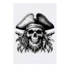 'Pirate Skull with Goatee Beard' Temporary Tattoo - Water Resistant,