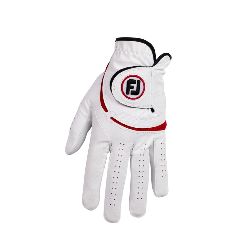 FootJoy WeatherSof Men's Golf Glove, White/Red