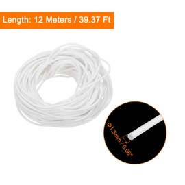 uxcell Silicone Foam Seal Strip, 1.5mm(0.06") Dia 12 Meters(39.37 Ft) Long Sponge Rubber Weather Seal Strip Round Rubber Cord Solid for Machinery and Industries, White