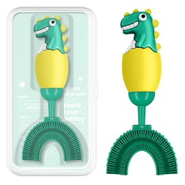 ZMRZ U-Shaped Toothbrush for Kids Ages 2-7， Soft Food-Grade Silicone for Sensitive Gums， 360° Teeth Cleaning Design，Training & Travel-Friendly Toddlers' Toothbrush (Yellow)