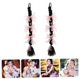 OATIPHO 2pcs Synthetic Hairpiece Bowknot Long Braided Ponytail Extensions for Women Comfortable High Temperature for Daily Wear Parties Cosplay and Events