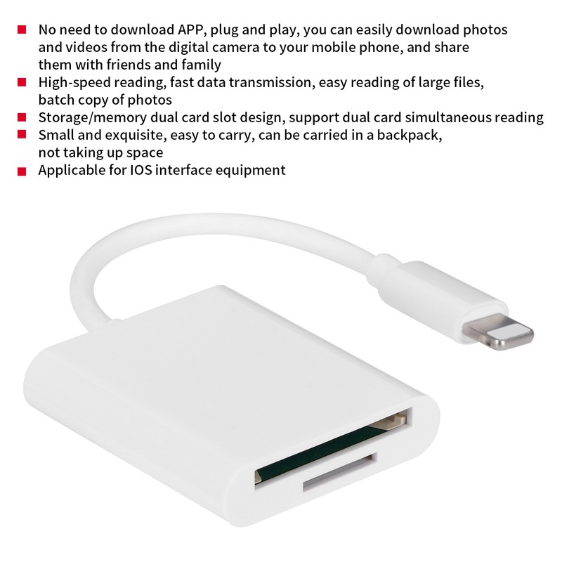 For IOS to Storage/Memory Card Reader 2 in 1 Dual