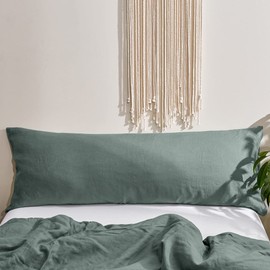 Simple&Opulence Body Pillow Cover 20" x 54",100% Pure Linen, Ultra Soft and Breathable, Body Pillowcase with Envelope Closure for Adults (Greyish Green)