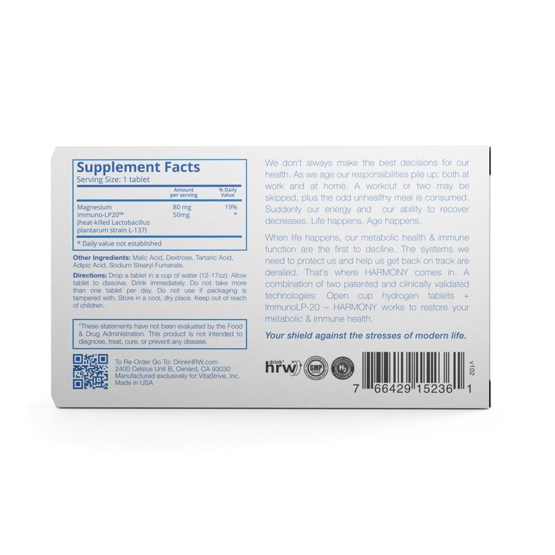 DRINK HRW Harmony Advanced Molecular Hydrogen Water Tablet - ImmunoLP20