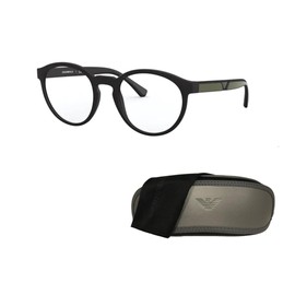 Emporio Armani EA4152 50421W 52MM Matte Black/Plastic Lens Clear Round Sunglasses for Men + BUNDLE With Designer iWear Complimentary Eyewear Kit
