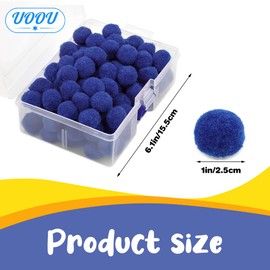 UOOU Pom Poms,1inch 100 Pcs Blue Craft Pom Poms ,Solid Color Fuzzy Pompom Bulk with Box,Pompoms for Crafts, Arts and Pompom Ball for DIY Art Creative Crafts Decorations