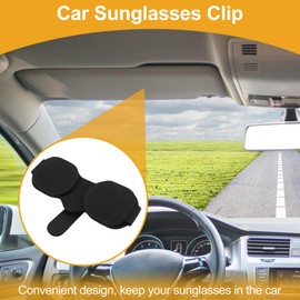 X AUTOHAUX Car Sunglasses Clip with Magnetic Universal Sun Visor Sunglasses Holder for Car Suede Black 16x10cm 1 Pcs