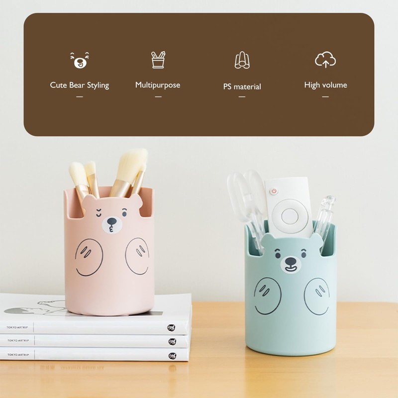 Aipeeo Pen Holder, Pencil Holder, Pen Holder, Round Bear Shape,