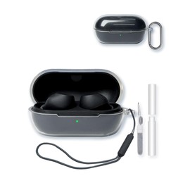Case for Sony WF-C710N Truly Wireless Noise-Canceling Earbuds,BOVUGAC High Transparency Soft TPU Shockproof Cover with Keychain,Cleaning Kit and Lanyard-Clear
