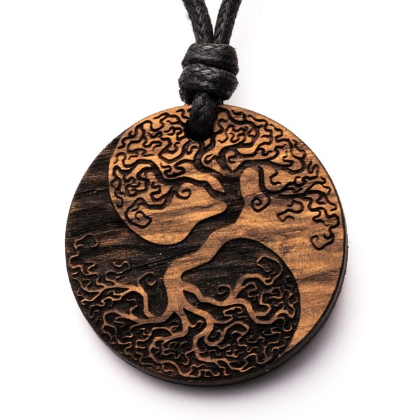 treeforce Yin Yang Tree of Life Wooden Chain, Necklace, Key