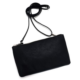 Agility affa "Chic Mini Shoulder" Shoulder Bag, Small, Fits Long Wallets, Horizontal, Cross-body Strap, Genuine Leather, Men's, Women's, Black