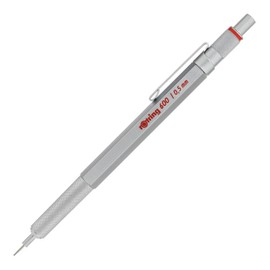 rOtring 600 Mechanical Pencil & Velvet Case| 0.5 mm | Silver All-Metal Body Propelling Pencil | Non-Slip Knurled Grip & Hexagonal Barrel