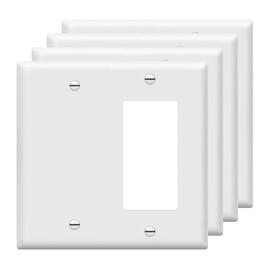 ENERLITES Combination Blank Device/Decorator Switch Wall Plate, Size 2-Gang 4.50" x 4.57", Polycarbonate Thermoplastic, 880131-W, White, 4 Pack