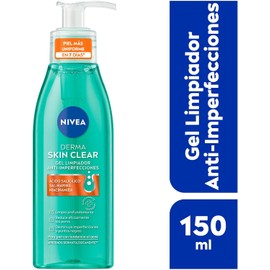 NIVEA Derma Skin Clear Gel Limpiador Anti-imperfecciones (150 ml), con Ácido Salicílico, Sal Marina y Niacinamida. Elimina los puntos negros y blancos para una Piel visiblemente mejorada en 7 días.