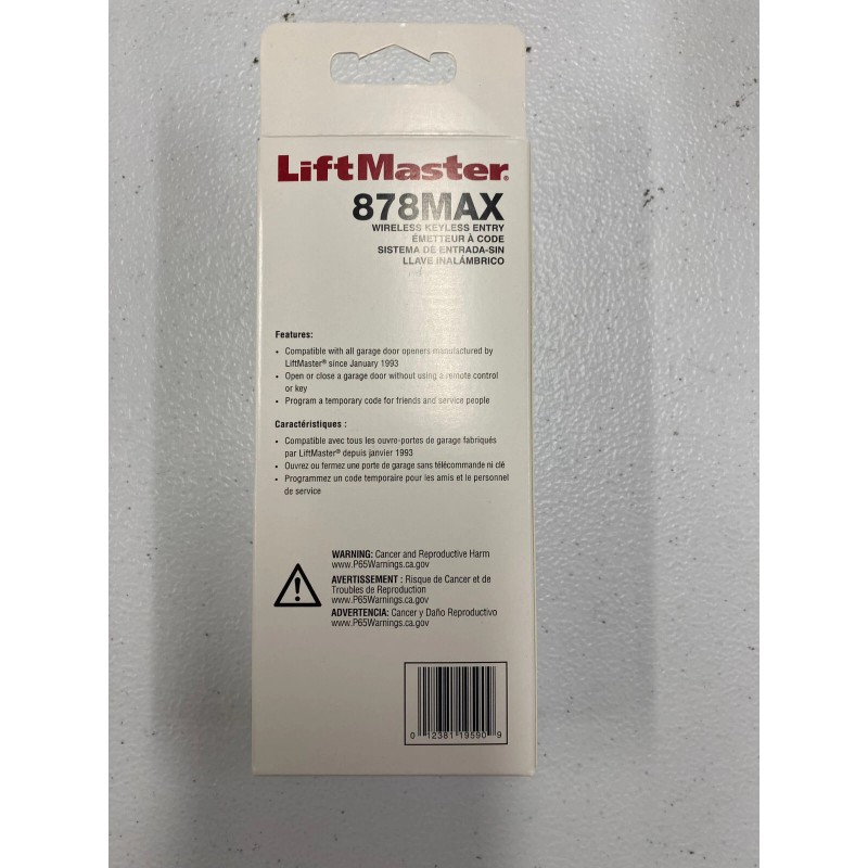 LiftMaster 878MAX Garage Door Keypad Wireless and Keyless Entry System