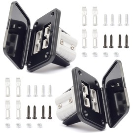 Erchon 50A Plug Mounting Panel with Dust Cover Compatible with Anderson SB50 Series Dual Hole Base Connectors Flush Mount Recessed Plate, 50Amp Socket Panel for Caravans Ship 12-24V DC (2)