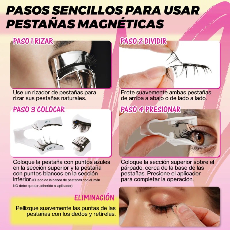 Kit De Pestañas Postizas Magnéticas Con Clip 1 Pares
