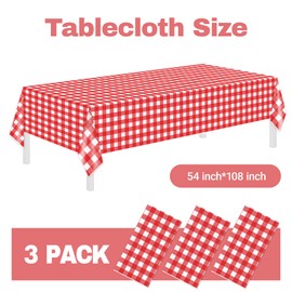 Plastic Tablecloths for Rectangle Tables 3 Pack 54" x 108" Party Table Cloths Disposable for 6 to 8 Foot Tables Indoor or Outdoor Parties Birthdays Weddings Christmas Anniversary Buffet Table