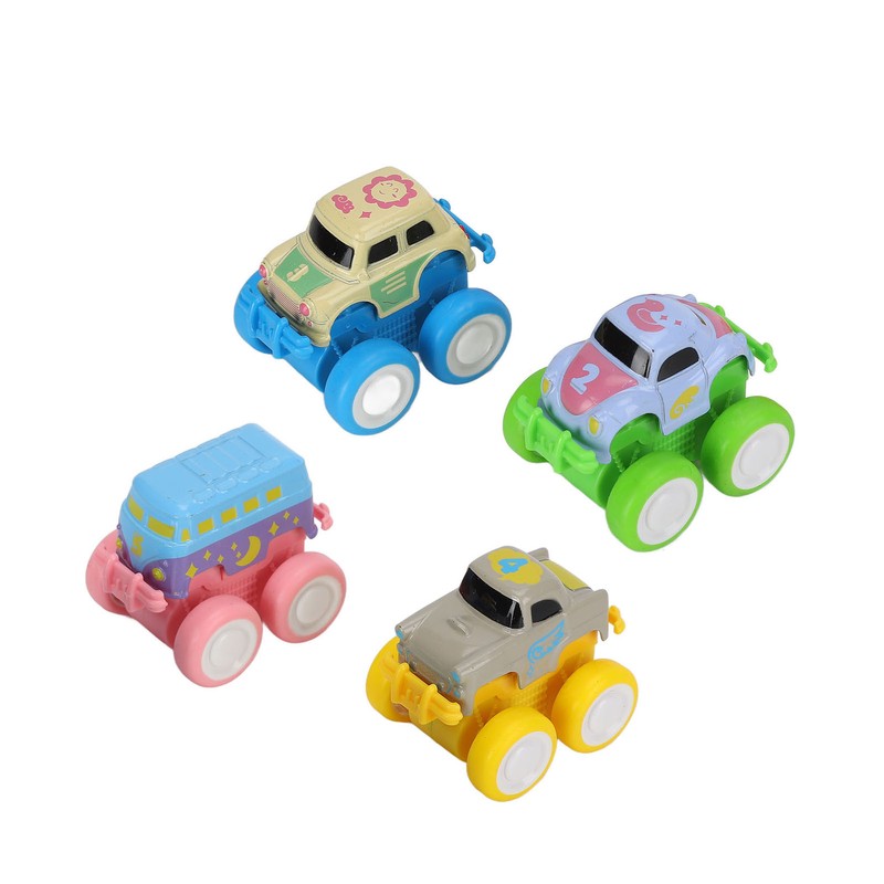 4pcs Pull Back Car Toys Cartoon Q Version Alloy Vehicle