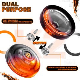 MAGICYOYO Crystal Yoyo K2, Responsive Yoyo for Kids & Beginners, Dual Purpose Yo Yo with Unresponsive Mode, Professional Trick Yo-Yo for Finger Spin, with 12 Strings, Bearing Kit, Case