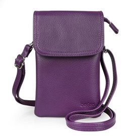befen Genuine Leather Phone Bag, Crossbody Cellphone Purse Wallet, Small Cross Body Phone Bag for Women Mini Shoulder Bags with Long Strap and Key Ring (Purple【genuine Leather + Key Ring】)