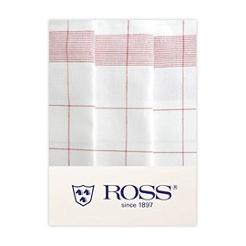 Ross Pack of 3 Twined Half-Linen Tea Towels Thread Check Red 50 x 70 cm