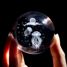 XIANNVXI Jellyfish Crystal Ball Paperweight Jellyfish Gifts Jellyfish Decor Jellyfish Lamp Crystal Lamp Sphere Lamp Cute Bedroom Decoration Office Decor