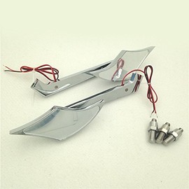 XKMT-Chrome Diamond Shape LED Turn Signal Integrate Mirrors Compatible With All Kawasaki Suzuki Cruiser Bikes CBR Ninja GSXR Hayabusa [B019DN3QFU]