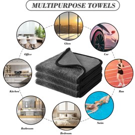 GMHLLES Bathroom Drying Cloth,3 Pieces Bathroom Drying Cloth,40 X 60 cm Drying Cloth for Car Detailing,Hair,Bath,Glass All-Around Dryinag Towel