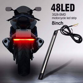 Motocicleta 48 LED SMD Tira de Luz, KIMISS 202 Mm Freno Trasero Parada Señal de Tira de Luz Tira de Barra LED Universal para la Mayoría de los Vehículos Todo Terreno