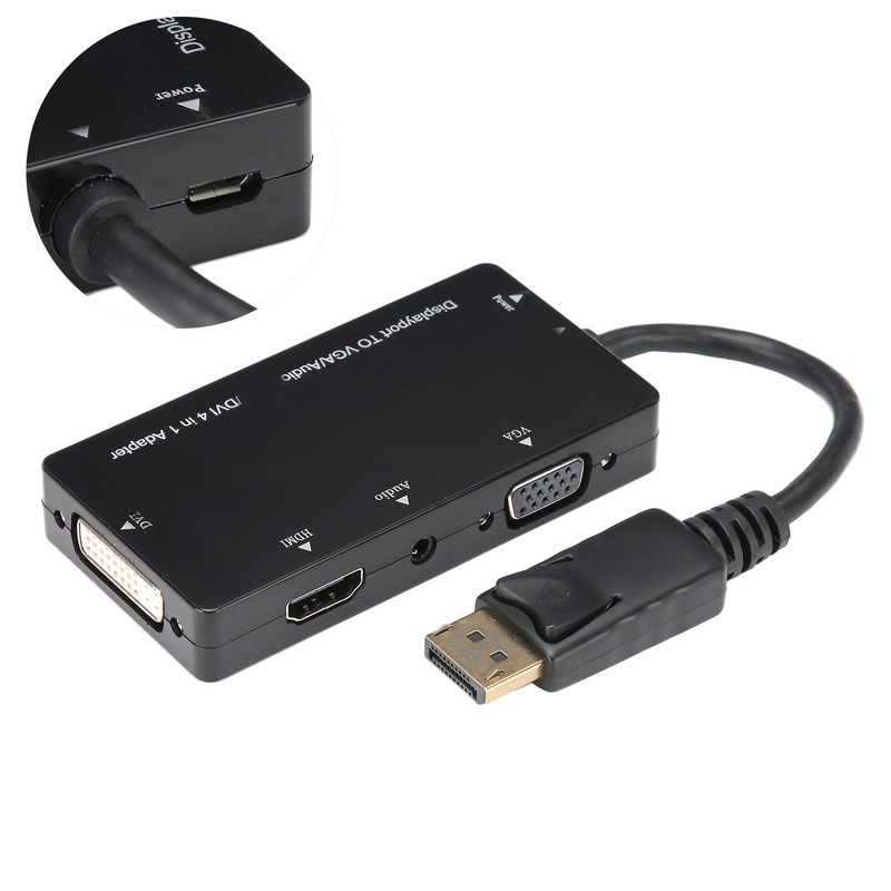 4‑in‑1 Adapter Cable Displayport to HDMI/VGA/DVI/Audio Converter Multifunction
