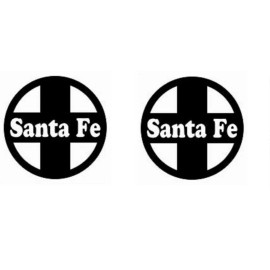 Unbranded Santa Fe Train RR BLACK O/HO Gauge Decals 9/16" Round  Logos WHITE Background