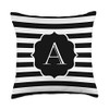 Classic Striped Black and White Initial Letter A Throw Pillow