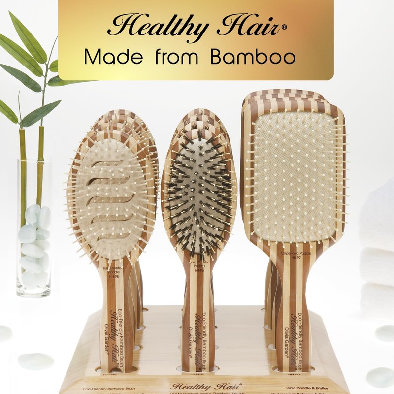 Olivia Garden Healthy Hair Eco-Friendly Bamboo Ionic Paddle Hair Brush