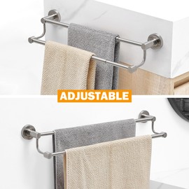 BESy Adjustable 16-26 Inches Double Bath Towel Bar for Bathroom SUS304 Stainless Steel Towel Holder, Hotel Style Wall Mount with Screws Hand Towel Bar Towel Rack Rod Hanger, Brushed Nickel Finish