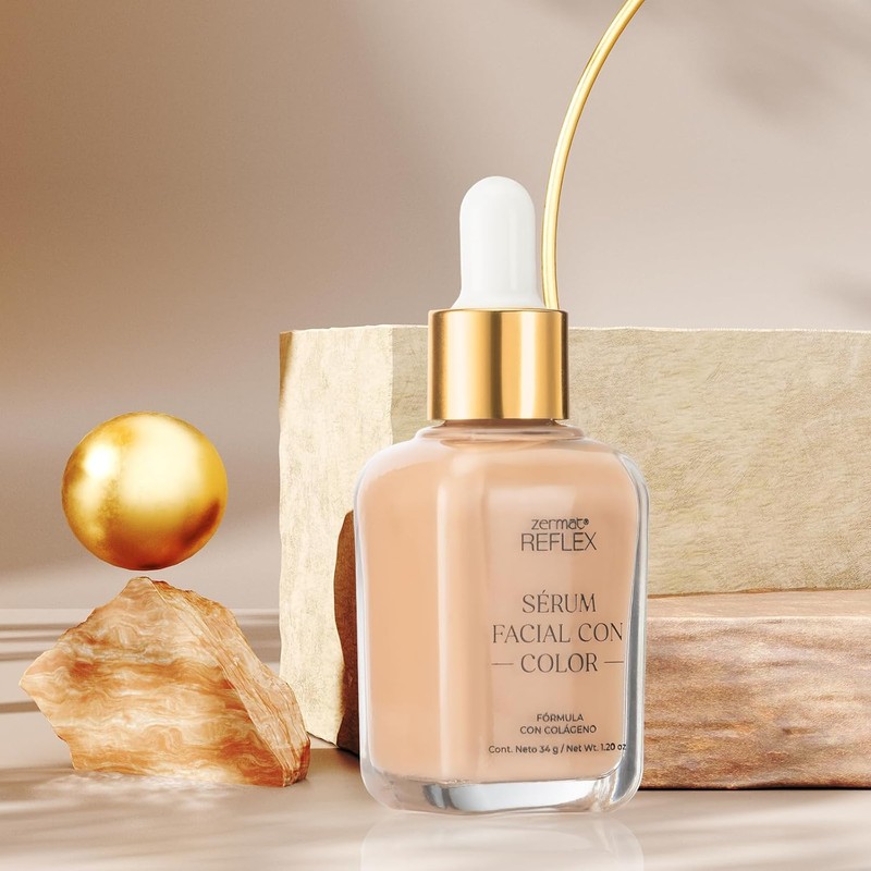 Serúm Facial con Color y Colágeno, Color Nuez Fórmula con