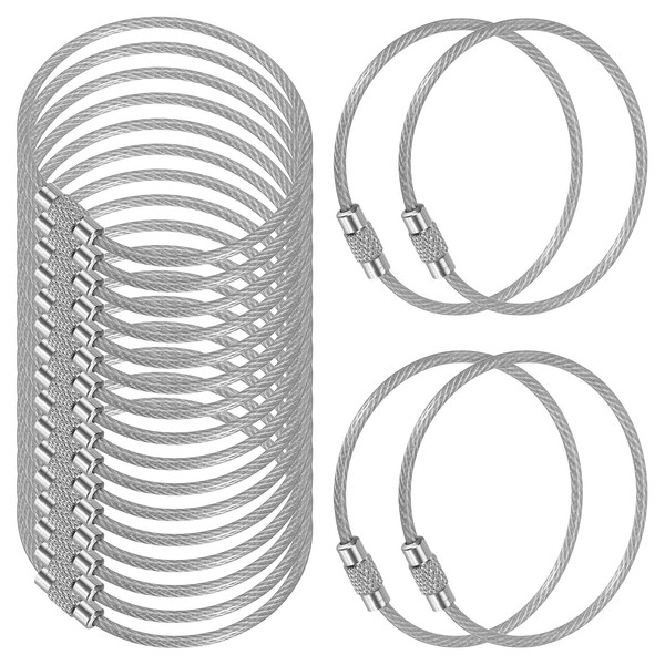 PATIKIL 3.9 Inch Length Wire Keychain Cable, 20 Pack Stainless