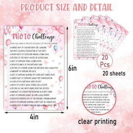 Pink Slumber Party Games Card - Coquette Pink Bow Themed Sleepover Slumber Party Supplies -Sleepover Stuff - Birthday Night Games Creative Idea -Photo Challenge- 20 Game Cards