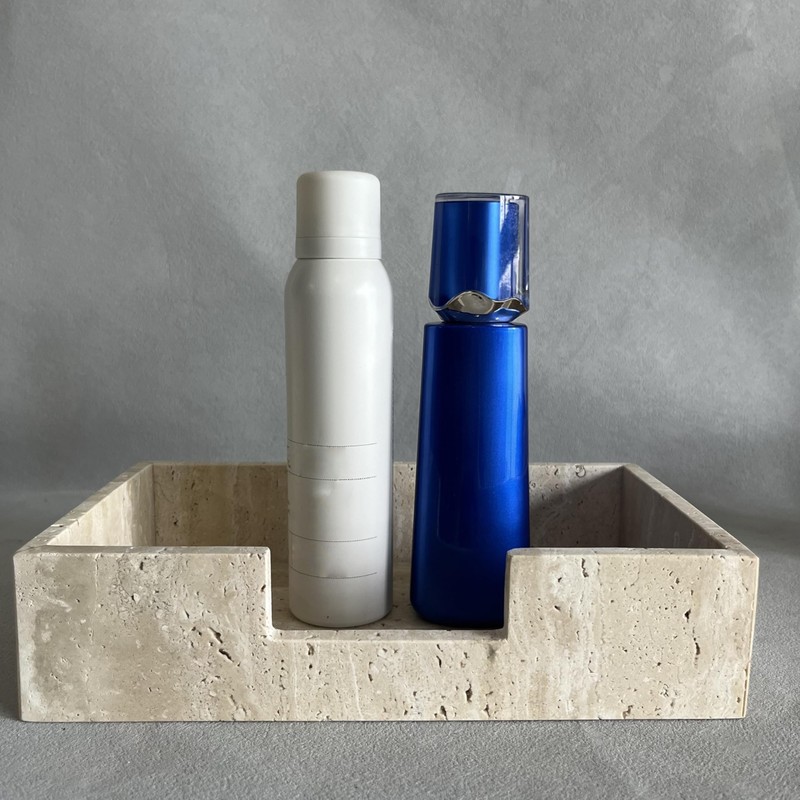 SAIDKOCC Natural Travertine Napkin Holder 9.8"x5.7"x2.4", Rectangle Guest Towel Dispenser