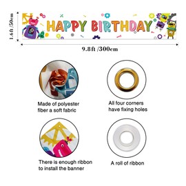 Cartoon Robot Happy Birthday Banner,Cartoon Robot Letters Theme Party Supplies,Child Kids Birthday Baby Shower Party Supplies.9.8x1.6ft