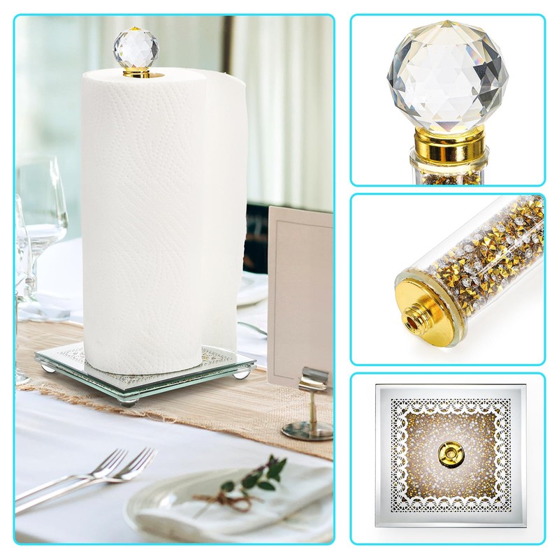 Suwimut Paper Towel Holder, Gold Paper Towel Roll Dispenser Stand
