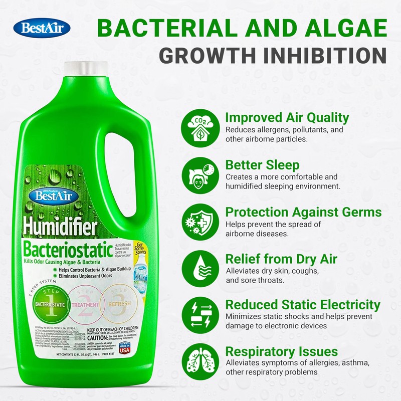 Bacteriostatic Humidifier Water Treatment – Comprehensive Humidifier Cleaning Solution –