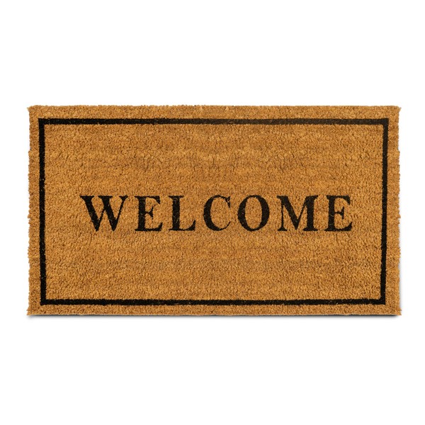 PLUS Haven Coco Coir Door Mat with Heavy Duty Backing, Welcome Doormat, 17.5" x 30" Size, Easy to Clean Entry Mat, Beautiful Color and Sizing for Outdoor and Indoor uses, Home Décor