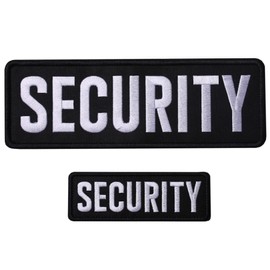 Security Embroidered Patches Hook and Loop, Durable Fabric Security Patch for Officer Guard Uniforms Vest, Jacket, Carrier, Hat, One Small and One Large Black