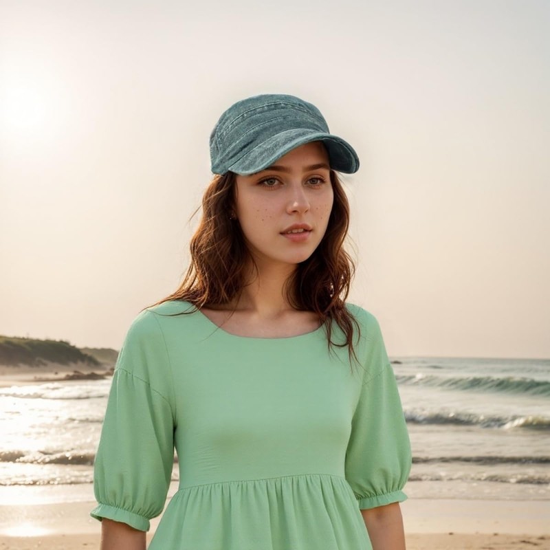 RUNQIU Military Design Solid Work Cap Retro Denim Military Cap