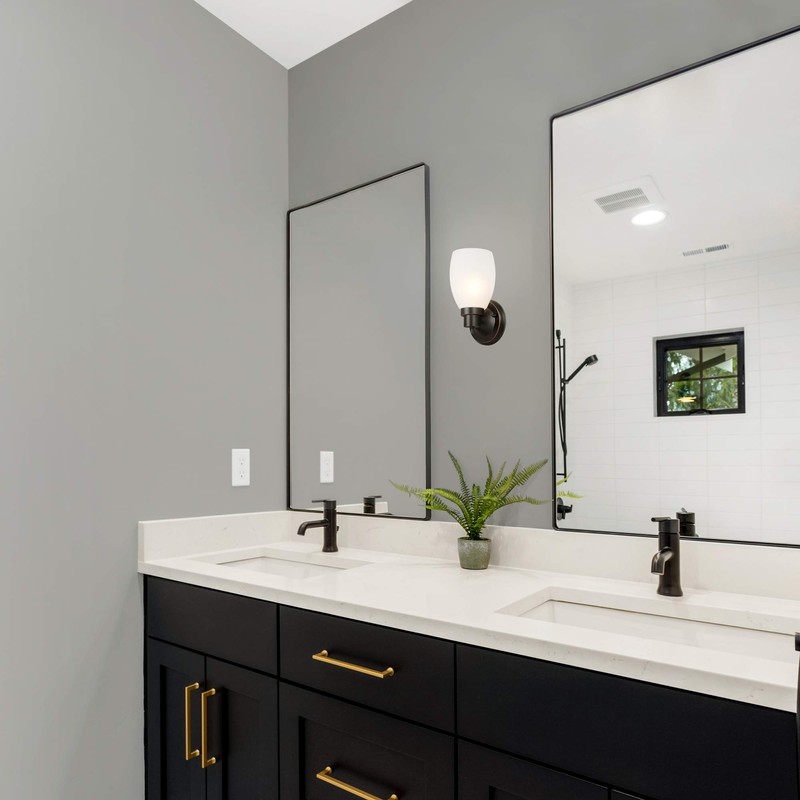 Lydia Wall Sconce, Oil Rubbed Bronze Finish, Frosted Glass Shade,