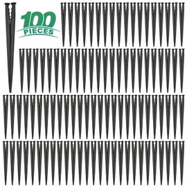RedChili 100 Pack Irrigation Support Stakes for 1/4 Inch Drip Tubing, Heavy Duty Drip Tubing Hold Stakes 1/4" Drip Irrigation Tubing Fittings for Lawn Raised Bed Greenhouse Plant Watering System