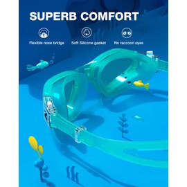 ZIONOR G1MINI Children's Swimming Goggles Polarised / Non-Polarised Comfortable Children's Swimming Goggles Anti Fog UV Protection Swimming Goggles for Girls and Boys (Years 6-14)